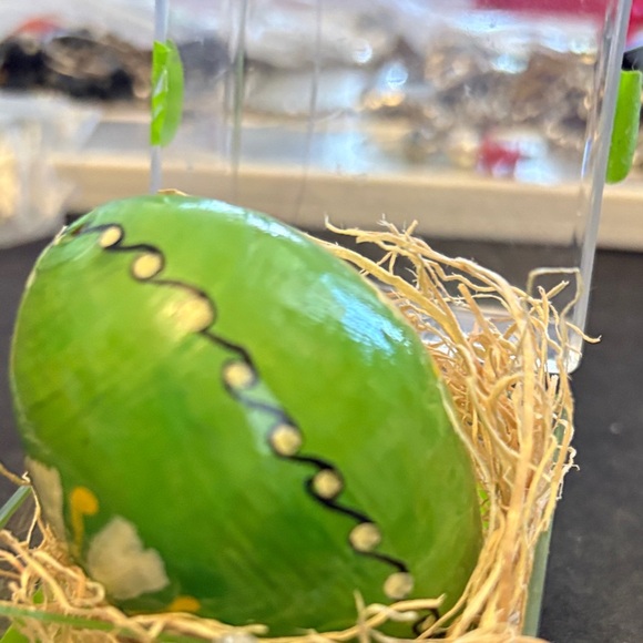 Handcrafted Green Wood Rabbit Easter Egg Called Pysanda - Picture 6 of 10